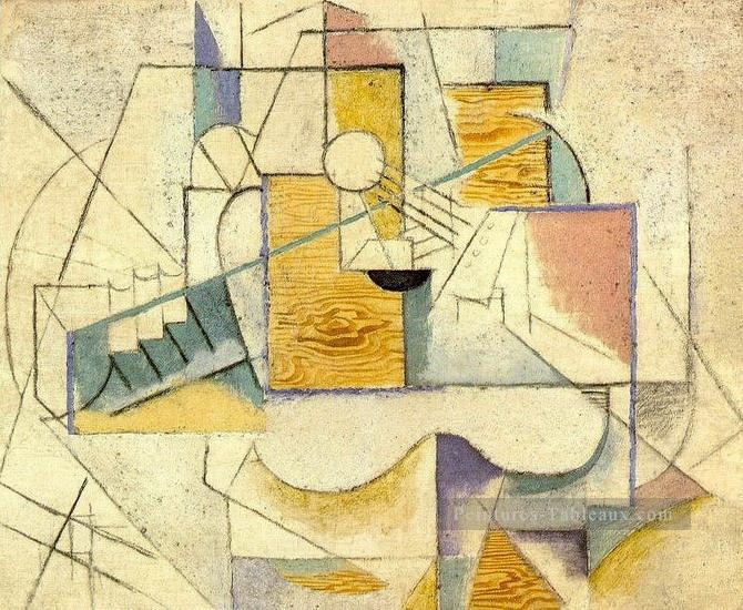 Guitare sur une table II 1912 cubisme Pablo Picasso Peintures à l'huile
